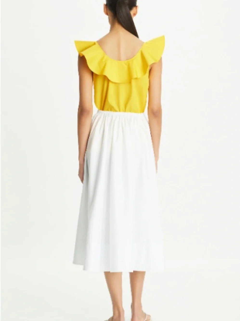 Tory Burch Yellow Ruffle Scoop-Neck Camisole